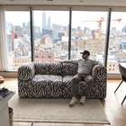 LUNA - 2 Seat - Chenille Jacquard Zebra Black White