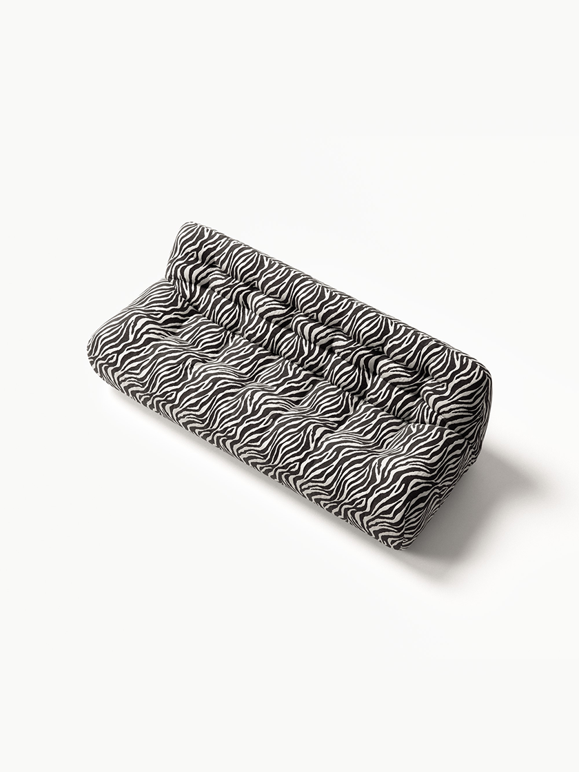 Paloma - 3 Seat - Chenille Jacquard Zebra Black White