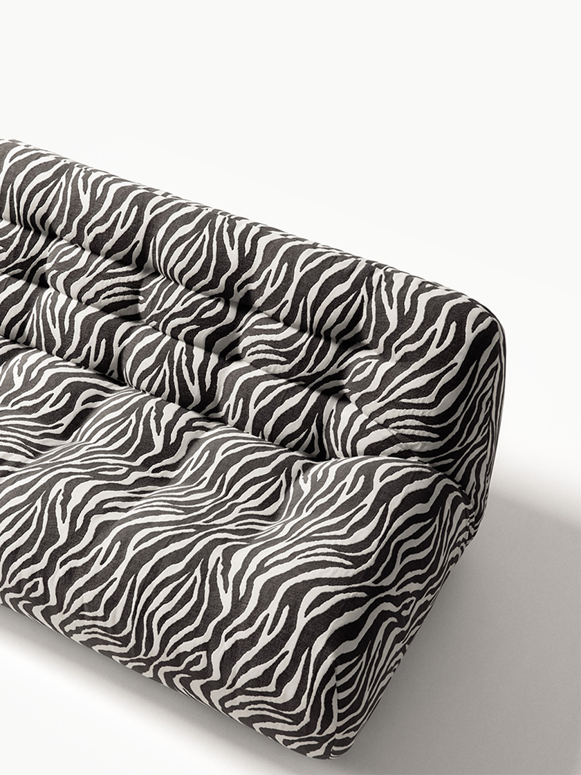 Paloma - 3 Seat - Chenille Jacquard Zebra Black White