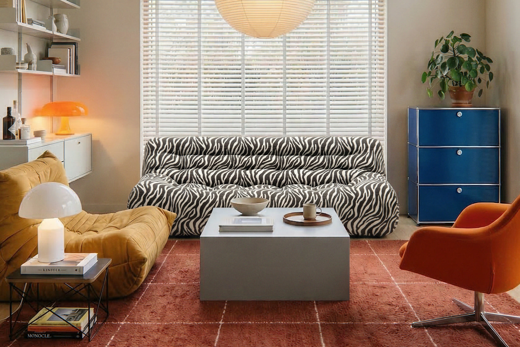 Paloma - 3 Seat - Chenille Jacquard Zebra Black White
